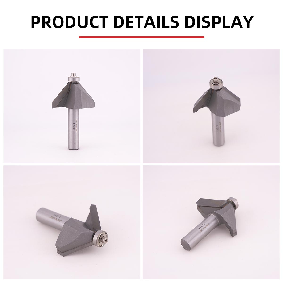 KWS Carbide Tipped 45° 1/2x1 Chamfer Router Bit for Edge Forming