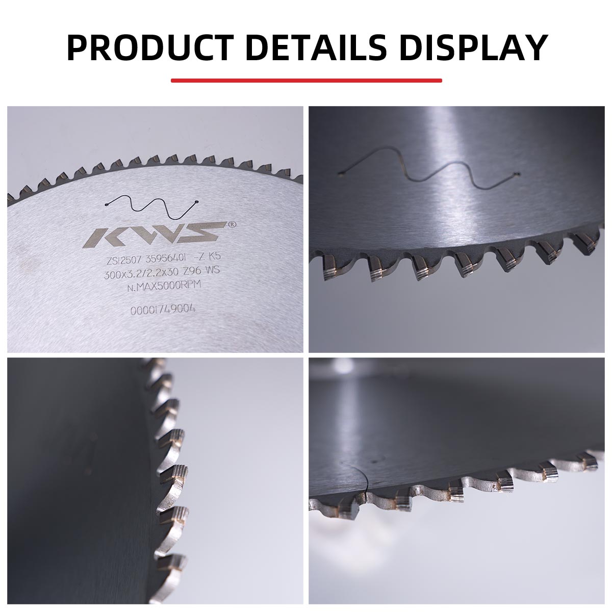 KWS 300x30x3.2x96T WS PCD Universal Saw Blade without Scorer to Cut Bilaminated Panels and Plastic Materials