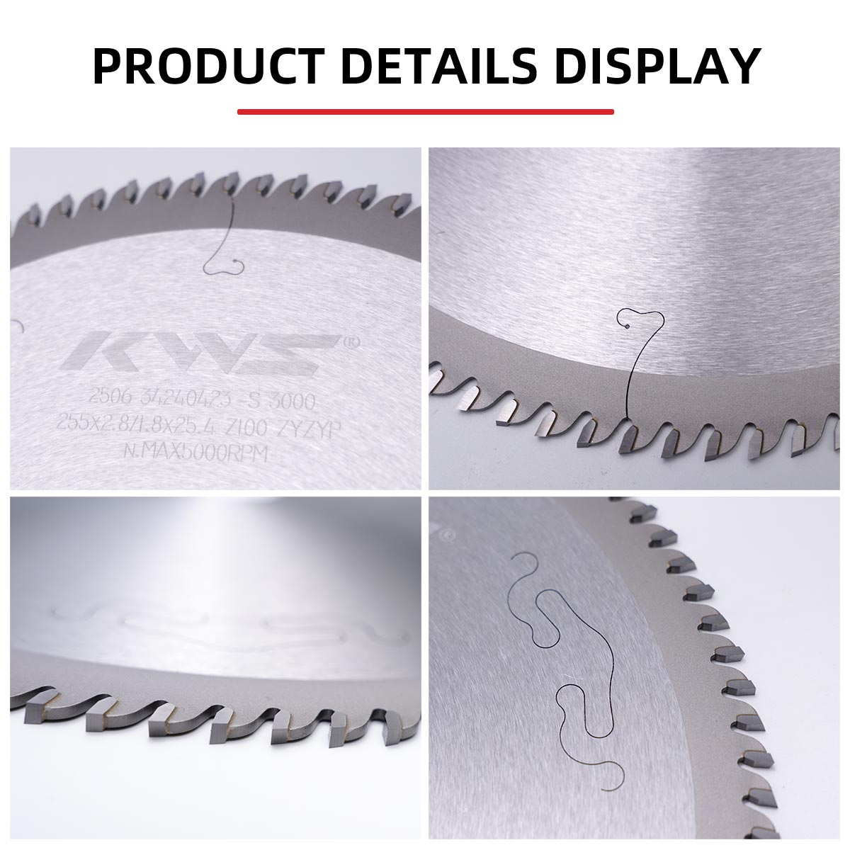 KWS 255x25.4x2.8_1.8x100T ZYZYP Universal Saw Blade for Table Saw