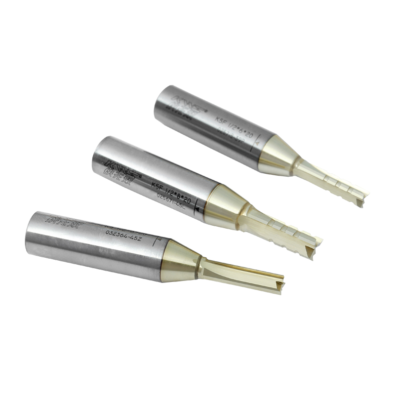 KWS Chip Removal Slots TCT Straight bit cnc router bits for wood with TiN coating